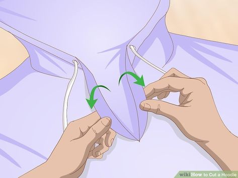 3 Ways to Cut a Hoodie - wikiHow Remove Hood From Sweatshirt, How To Turn A Hoodie Into A Crew Neck, How To Cut The Neck Of A Hoodie, Diy Cut Sweatshirt Ideas, Cut Hoodie Neckline, Cut Up Hoodie Diy, Hoodie Alterations, How To Cut The Neck Of A Sweatshirt, Cut Sweatshirt Neckline