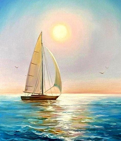 Sailing Painting, Ocean Art Painting, Friends Sunset, Sailing Art, Sailboat Art, Boat Pictures, Boat Pics, Lake Pictures With Friends, Sunset Lake