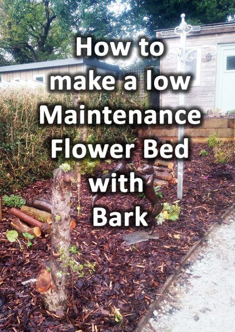 The best way to make a low maintenance garden border is with bark. A weed proof membrane under a generous layer of bark mulch will stop weeds competing with your plants. This helps them to establish easily and quickly. Here I explain how to create a low maintenance garden bed with bark step by step. Garden Border, Landscape Construction, Low Maintenance Garden, Garden Borders, Flower Border, Mulch, Flower Beds, Garden Beds, Low Maintenance