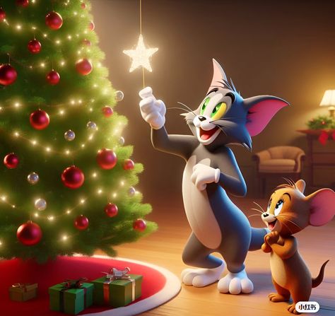 Tom And Jerry Christmas, Christmas Cartoon Pictures, Tom And Jerry Photos, Jerry Wallpapers, Dp Pictures, Tom Y, Tom And Jerry Wallpapers, Xmas Drawing, Jerry Cartoon