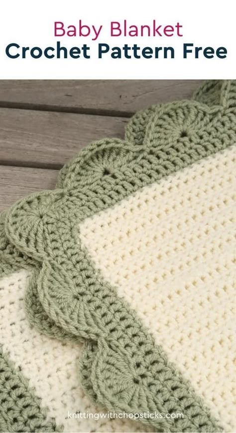 Receiving Blanket Crochet, Borders On Crochet Blankets, Boarder For Crochet Baby Blanket, Scalloped Edges Crochet, Tan Baby Blanket Crochet, Free Crochet Patterns For Blanket Borders, Crochet Blanket Border Free Pattern, Baby Blanket Stitch Crochet, Crochet Edgings For Baby Blankets