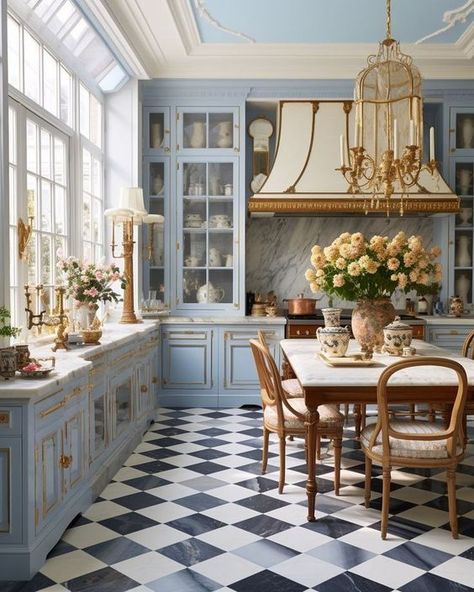 French Cottage Kitchen, Parisian Interior Design, Parisian Interior, Pink Cottage, Timeless Kitchen, Blue Kitchens, Kitchen Inspiration Design, French Decor, French House