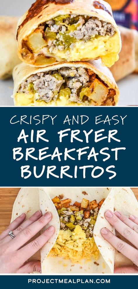 Oven Breakfast Potatoes, Air Fryer Breakfast Burritos, Airfryer Breakfast, Make Ahead Breakfast Burritos, Freezer Breakfast Burritos, Breakfast Burritos Frozen, Air Fryer Breakfast, Fried Breakfast, Breakfast Burritos Recipe