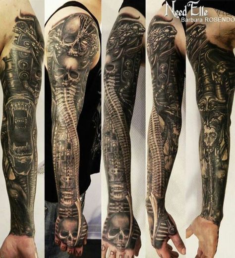 Hr Giger Tattoo, Biomechanical Tattoo Arm, Giger Tattoo, Biomech Tattoo, Biomechanical Tattoo Design, Steampunk Tattoo, Dark Tattoos, Giger Art, Inner Forearm Tattoo