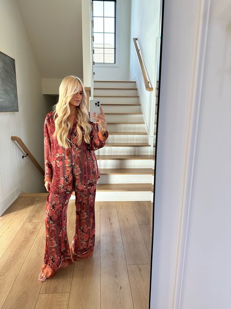 Dreamy Days Pajama Set curated on LTK Anthropologie Pajama Set, Boho Pajama Set, Bougie Pajamas, Flare Pajamas, Fall Pajamas Women, Pajama Party Grown Up Outfit, Boho Pjs, Pj Party Outfit, Pajama Party Grown Up