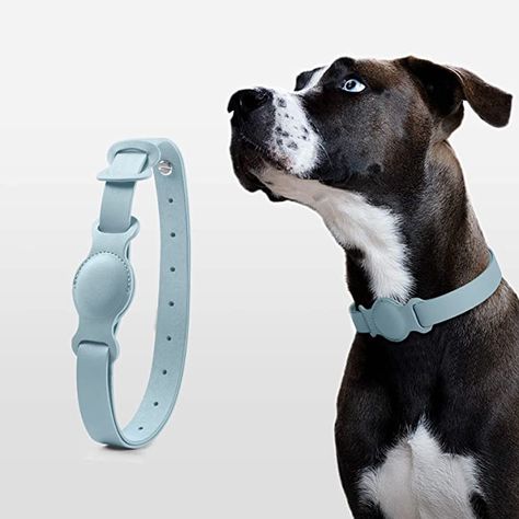 Cat Tracker, Air Tag, Fog Blue, Apple Airtag, Collar Chain, Pet Safety, Cat Collar, Pet Tags, Leather Collar