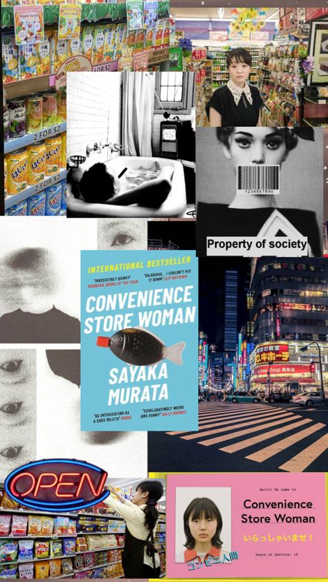 Convenience store woman book aesthetic Convenience Store Woman Book, Convenience Store Woman, Alice In Wonderland Aesthetic, Book Aesthetic, Reading Lists, Alice In Wonderland, Convenience Store, Books To Read, Collage