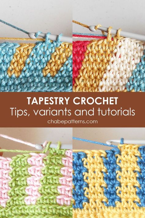 Learn tapestry crochet with different stitches and broaden your crochet skills with this fun color work technique. Practice with the free patterns and videos, to create beautiful projects. Crochet Color Work, Crochet In The Round, Crochet Hoodie, Crochet Classes, Cozy Crochet Patterns, Crochet Knit Stitches, Crochet Blanket Designs, Diy Friendship Bracelets Patterns, Crochet Tips