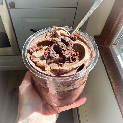 Brownie Batter Protein Ice Cream - Chef Allie's Kitchen Brownie Batter Ninja Creami, Native Vanilla, Bariatric Desserts, Black Cocoa Powder, Chocolate Protein Shake, Freezer Pops, Protein Ice Cream Recipe, Protein Dessert, Weigh Watchers