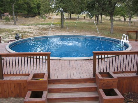 Large Round Above Ground Pool - Wilson County | Flickr - Photo Sharing! Sunken Backyard, Concrete Waterfall, In Ground Pool Kits, Tub Cleaning, Landscaping Hacks, Patio Plan, Swimming Pool Kits, Round Above Ground Pool, Ladder Stairs