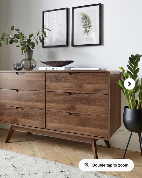 Chest Of Drawers Living Room Decor, Wardrobe And Chest Of Drawers Bedroom, Scandi Bedroom Furniture, Retro Chest Of Drawers, Chest Of Drawers For Bedroom, Earthy Dresser, Walnut Chest Of Drawers, Chest Of Drawers With Tv, Grey And Wood Bedroom Ideas