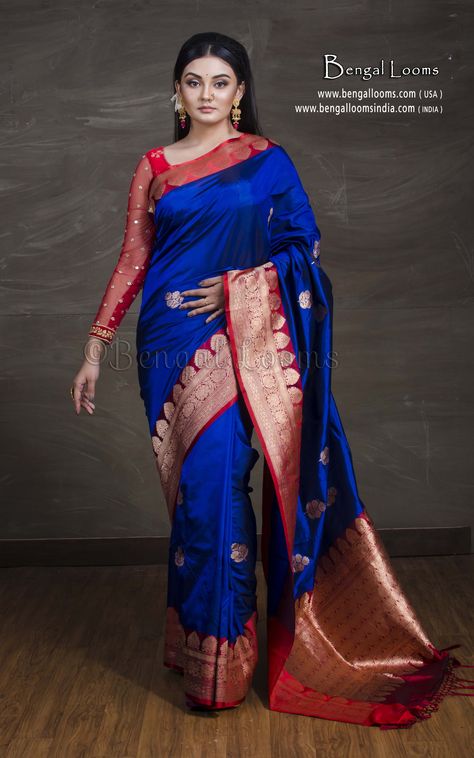 Royal Blue Mysore Silk Saree, Red Website, Emoji Defined, Silk Banarasi Saree, Mysore Silk Saree, Blue And, Katan Silk, Banarasi Saree, Silk Sarees Online