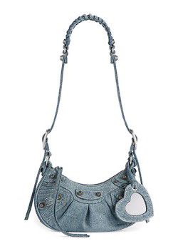 Balenciaga - Le Cagole XS Shoulder Bag Girly Allover Denim $2,400.00 Designer Handbags, Balenciaga, Shoulder Bag, Handbags