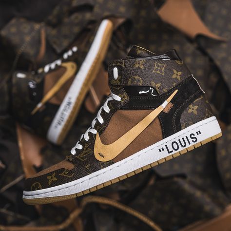 This highly luxurious pair of Louis Vuitton OFF–WHITE x Nike Air Jordan 1s are next level, incredibly limited, and will be available for purchase soon. Jordan 1 Off White, Louis Vuitton Shoes Sneakers, Sac Louis Vuitton, Off White X Nike, Louis Vuitton Sneakers, Air Jordan 1s, Supreme Wallpaper, Nike Fashion Shoes, Jordan 1s