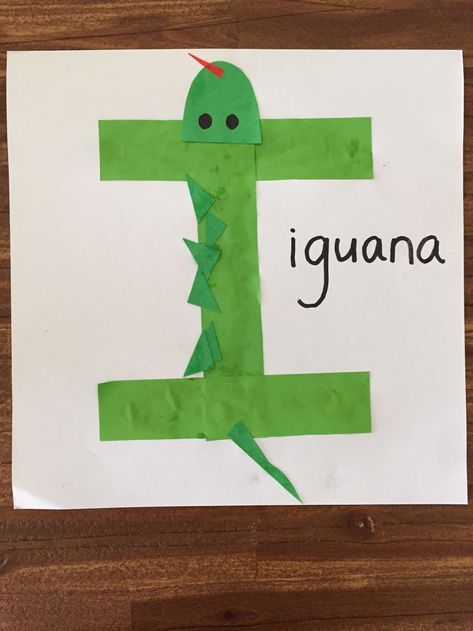 I For Iguana Craft, Reptile Crafts For Toddlers, Iguana Activities Preschool, Iguana Craft Preschool, Reptile Crafts Preschool, Iguana Craft, Letter I Crafts, Reptile Crafts, Arts And Crafts For Kids Toddlers