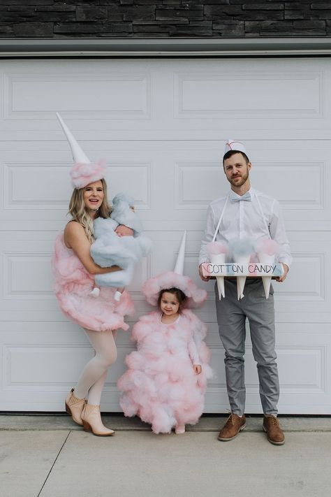 Cotton Candy Costume Kids, Diy Cotton Candy Costume Women, Cotton Candy Costume Family, Cotton Candy Family Costume, Trunk Or Treat Cotton Candy, Family Candy Costumes, Ice Cream Family Costume, Cotton Candy Costume Women, Baby Cotton Candy Costume