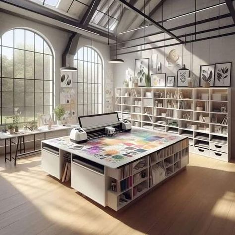 Aesthetic Craft Room Ideas, Designers Workspace, Modern Craft Room, Cricut Room, Creative Workspace Inspiration, Studio Room Ideas, Hobby Room Design, Home Art Studios, Dream Art Room