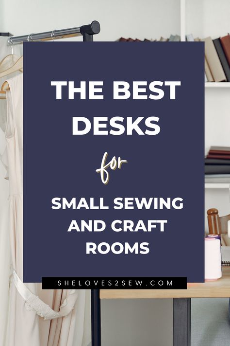 If youre looking for the best sewing room desks for small sewing rooms, we've got you covered. Click through to read this post to uncover our top 10 picks for the BEST sewing room desks for small craft rooms. Desk To Sewing Table, Sewing Organization Ideas Small Spaces, Small Space Sewing Room Ideas, Sewing Machine Desk Ideas, Sewing Desk Ideas Small Spaces, Sewing Space Ideas Small, Small Sewing Room Ideas Layout, Sewing Desk Ideas, Tiny Desk Ideas