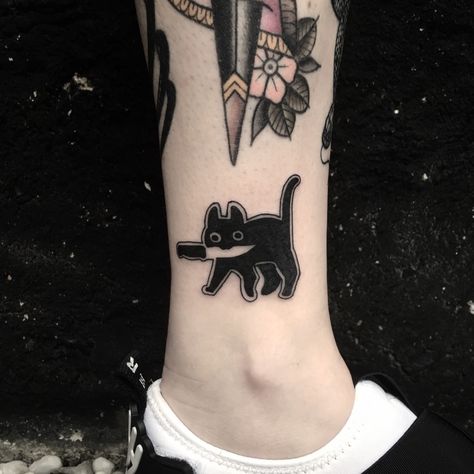 Small Blackwork Tattoo, Small Black Tattoos, Pixel Tattoo, Bad Cat, Sharpie Tattoos, 4 Tattoo, Doodle Tattoo, Cute Little Tattoos, Jesus Love