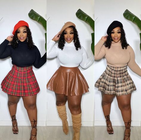 Sweetest Day Outfit, Plus Size Outfits For Big Stomach, Thigh High Sock Boots Outfit, Cute Red Outfits, Baret Outfit, Fall Looks For Black Women, 2023 Birthday, Round Skirt, Amazon Outfits