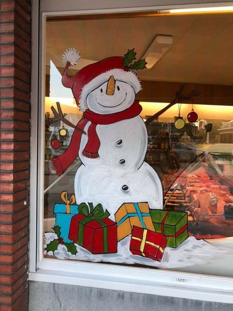 Santa Claus Window Painting, Rudolph Window Painting, Gingerbread Man Window Painting, Reindeer Window Painting, Snowman Window Painting, Easy Christmas Window Art, Window Painting Ideas Christmas, Window Snow Spray, Christmas Chalkboard Art