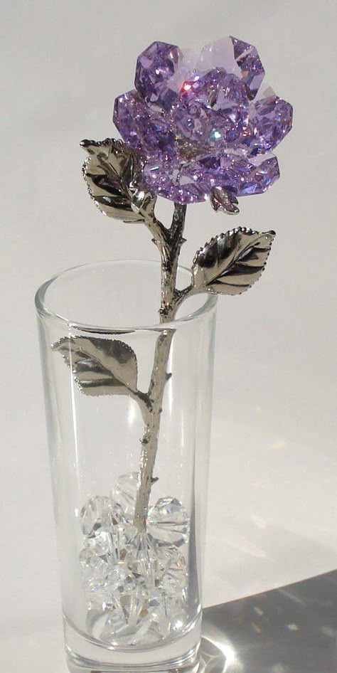 Swarovski Crystal Figurines, Lavender Aesthetic, Crystal Aesthetic, Magical Jewelry, Crystal Figurines, Crystal Rose, Purple Crystal, All Things Purple, Crystal Art