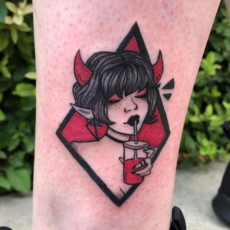 Cute Demonic Tattoos, Cute Demon Tattoo, Demon Love Tattoo, Feminine Demon Tattoo, Demon Tattoo Female, Down With My Demons Tattoo, Female Devil Tattoo, Demon Girl Tattoo, Devil Girl Tattoo