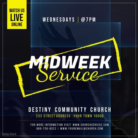 church midweek service, church worship service, church event templates, church Instagram post, church service announcement, midweek service online church. Midweek Service Graphic, Midweek Service Flyer, Graphic Design Announcement, Announcement Design Graphics, Announcement Poster Layout, Announcement Graphic Design, Midweek Service, Church Poster Ideas, Church Announcements