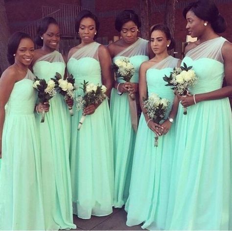 African Bridesmaid Dresses 2016 New Cheap Mint Green One Shoulder Illusion Chiffon Long For Wedding Plus Size Party Dress Maid of Honor Gown Online with $75.4/Piece on Haiyan4419's Store | DHgate.com Mint Bridesmaid Dresses Long, Mint Green Bridesmaids, Mint Green Bridesmaid Dresses, Mint Bridesmaid, Mint Bridesmaid Dresses, African Bridesmaid Dresses, One Shoulder Bridesmaid Dresses, One Shoulder Bridesmaid, Custom Bridesmaid Dress