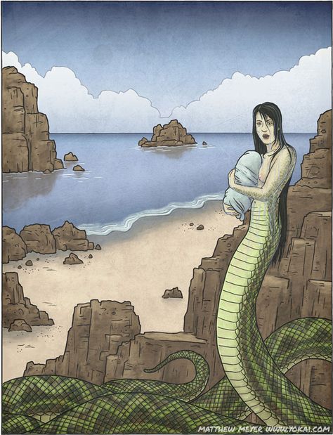 Nure-onna | Yokai.com Nure Onna, Japanese Mythical Creatures, Japanese Urban Legends, Japanese Yokai, Japanese Myth, Yuki Onna, Japanese Mythology, Sea Serpent, The Boogeyman