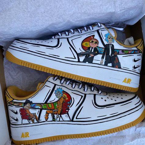 Rick and Morty Air Force 1 Custom Check more at https://danielcustoms.com/product/rick-and-morty-air-force-1-custom/ Customized Earrings, Jordan Off White, Custom Sneakers Diy, Nike Air Force 1 Custom, Nike Air Force 1 High, Jordan Shoes Girls, Nike Shoes Outfits, Unique Sneakers, Air Force 1 Custom