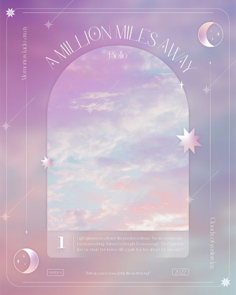 Dreamy Design Graphic, Sky Poster Design, Dreamy Graphic Design, Poster Ideas Aesthetic, Canva Posters Design, Pastel Graphic Design, Pastel Poster Design, Sky Graphic Design, Song Poster Design