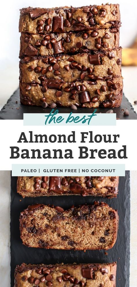 Banana Bread Almond Flour, Almond Flour Banana Bread, Banana Bread With Chocolate Chips, Banana Bread With Chocolate, Almond Flour Banana, Bread With Chocolate Chips, Bread With Chocolate, Paleo Banana Bread, Flours Banana Bread