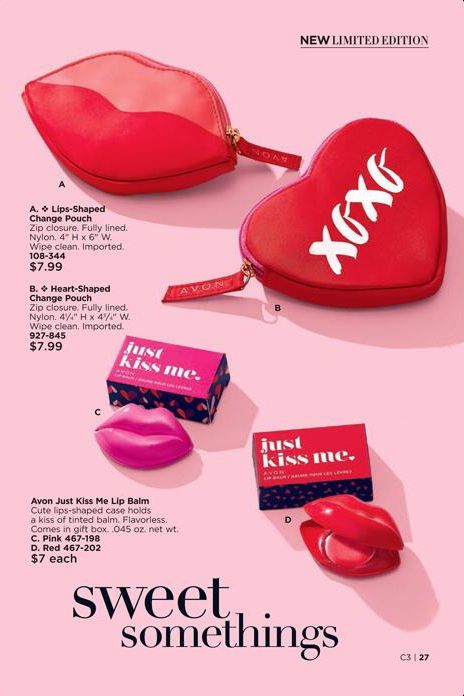 Sweet somethings for your sweetheart!  Pucker up with these adorable lip balms and change pouches, perfect for any age! #Avon #AvonRep #Makeup #Cosmetics #Accessories #Valentine #ValentinesDay #LimitedEdition Change Pouch: https://www.avon.com/search/change%20pouch?rep=maureenmayer Lip Balm: https://www.avon.com/product/just-kiss-me-gloss-lip-balm-59960?rep=maureenmayer Beauty Boss, Avon Rep, Boss Life, Lip Shapes, Lip Glosses, Lip Balms, Matching Profile Pictures, Valentines Gift, Kiss Me