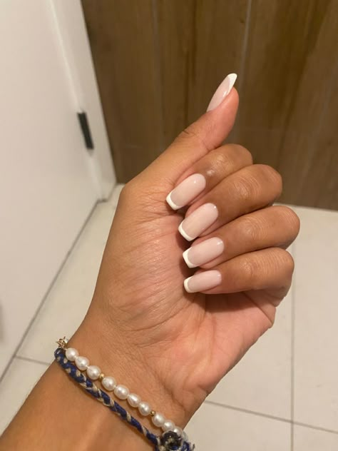 Straight French Tip, Nude French Tip, Greece Nails, Short Classy Nails, Colored French Tips, White French Tips, Tan Nails, Colour Tip Nails, 2024 Nails