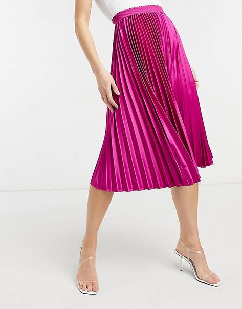 Pleated Skirts | Women's maxi skirts, jersey skirts and mini skirts | ASOS Fuschia Skirt, Outrageous Fortune, Rok Outfit, Womens Pleated Skirt, Maxi Rok, Jersey Skirt, Pleated Maxi Skirt, Amaranth, Pleated Maxi