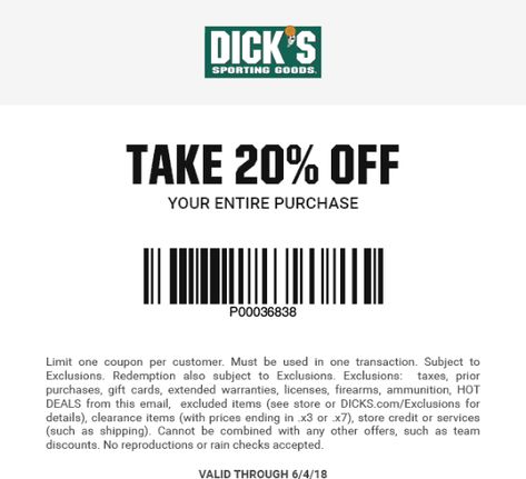 Pinned June 1st: 20% off at #Dicks sporting goods #TheCouponsApp Purchase Card, June 1st, Coupon Apps, Shopping Coupons, Print Coupons, Shopping Deals, 20 % Off, Promo Codes, Fun Sports