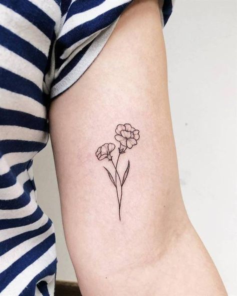 25 Carnation January Birth Flower Tattoo Design Ideas – EntertainmentMesh Carnation Flower Tattoo, Winter Tattoo, Marigold Tattoo, Carnation Tattoo, Autumn Tattoo, Bouquet Tattoo, Birth Flower Tattoos, Dainty Tattoos, Tattoo Outline