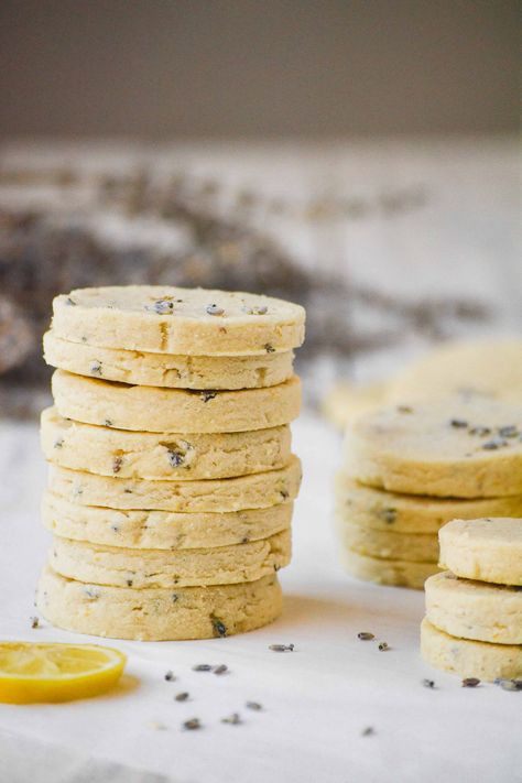 Lemon Lavender Shortbread Cookies Lemon And Lavender Cookies, Lemon Thyme Shortbread Cookies, Lemon Lavender Shortbread, Lemon Lavender Shortbread Cookies, Lavender Cookie, Lavender Food, Lemon Lavender Cookies, Funny Cookies, Lavender Shortbread Cookies