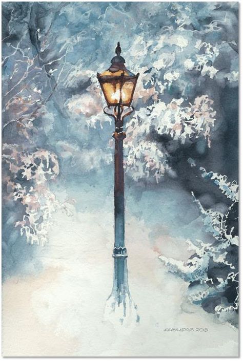 12x8 Chronicles Of Narnia Painting, Narnia Lamp Post Painting, Narnia Watercolor Art, Narnia Lampost, Narnia Artwork, Narnia Painting, Narnia Watercolor, Narnia Drawings, Narnia Tattoo