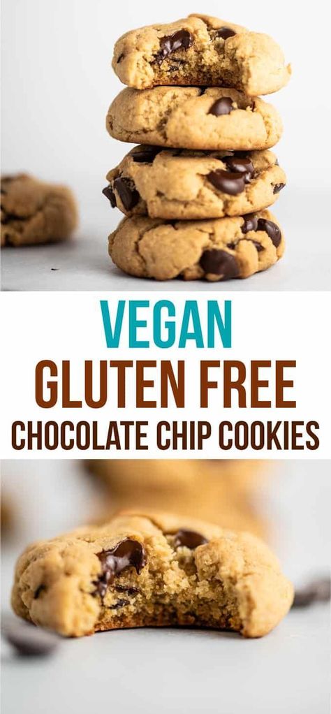 Vegan Chocolate Chip Cookie Recipe, Cookies Sans Gluten, Vegan Gluten Free Cookies, Paleo Chocolate Chip Cookies, Patisserie Sans Gluten, Dessert Sans Gluten, Gluten Free Cookie Recipes, Paleo Cookies, Gluten Free Chocolate Chip Cookies