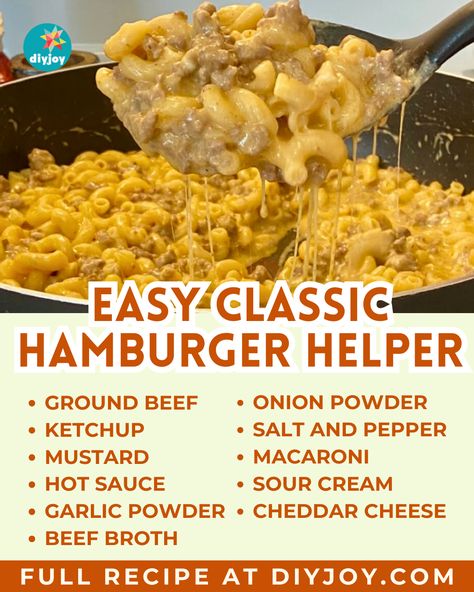 This homemade hamburger helper is better than anything you can buy from the stores! Find the ingredients and instructions here. Homemade Cheeseburger Hamburger Helper, Cheeseburger Hamburger Helper, Classic Hamburger, Homemade Cheeseburgers, Hamburger Helper Recipes, How To Make Hamburgers, Fantastic Recipes, Cornbread Casserole, Homemade Hamburger