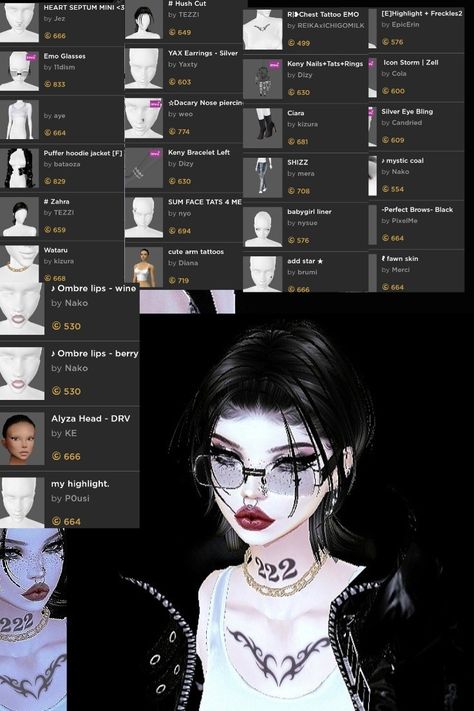 Made by me : STASY LOVE Imvu Emo Outfits, Imvu Y2k Outfits Ideas, Imvu Makeup Look, Imvu Hair Ideas, Imvu Skins Ideas, Imvu Face Ideas, Fit Imvu, Imvu Avatar Ideas, Imvu Avi Ideas