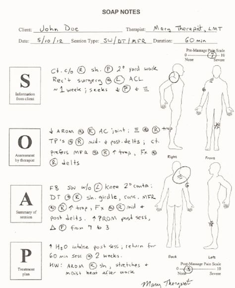 Massage Documentation: SOAP Note Review – Susan Salvo's Massage Passport Therapy Templates, Soap Notes, Soap Stand, Massage Therapy Business, Soap Note, Occupational Therapy Assistant, Allied Health, Body Joints, Best Soap