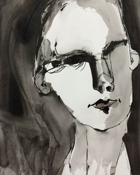 Indian Ink Portrait, Indian Ink Drawing, Indian Ink Art, Portrait Indian, Sales Gallery, Abstract Portraits, Watercolor Architecture, Abstract Face Art, Studio Gallery