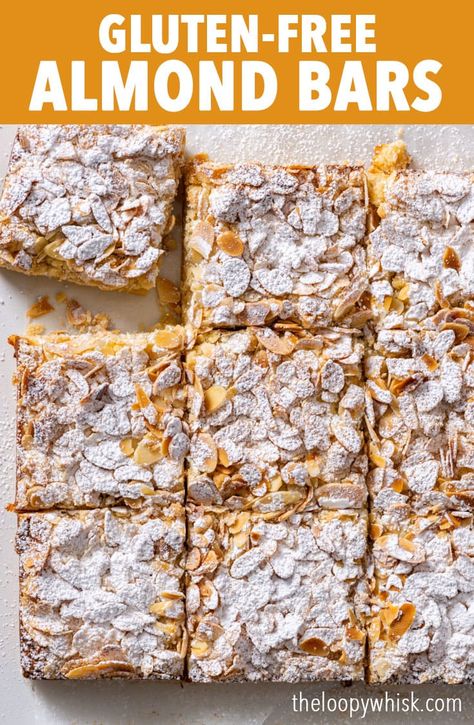 Gluten Free Almond Crumble Bars, The Loopy Whisk Almond Crumble Bars, Keto Almond Bars, Gf Df Egg Free Dessert, Gluten Free Almond Bars, Almond Crumble Bars, Almond Flour Breakfast Bars, Gluten Free Slices Recipes, Low Fat Gluten Free Desserts