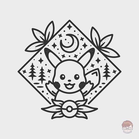 Nerd Tattoo, Pokemon Tattoo, Flash Tattoo Designs, Tattoo Design Book, Pokemon Coloring, Wood Burning Patterns, Pokemon Pikachu, Tattoo Flash Art, Diy Cross Stitch