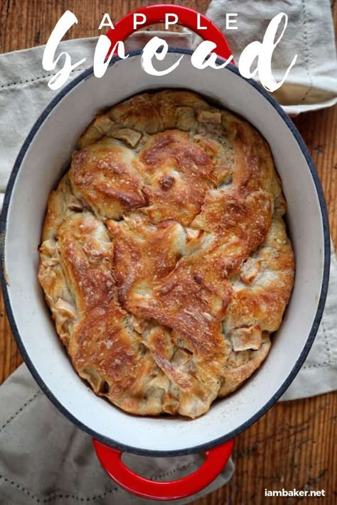 This Artisan Apple Bread is a family favorite. Perfectly baked every time (it really is easy!) but tastes just like it was baked at a world-class French bakery. Have no fear, Artisan Bread is a fantastic way to show off your baking skills! #bread #apple Oven Bread, Dutch Oven Bread, I Am Baker, Artisan Bread Recipes, Knead Bread, Fruit Bread, Apple Bread, French Bakery, Dutch Oven Recipes