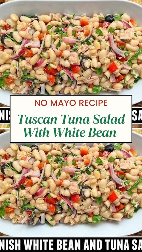 Are you one of those who strictly follow healthy eating? No mayo, no cream and nothing of such sort.   Try making a Tuscan Tuna Salad without mayonnaise and with a blend of veggies and white beans. Perfect for meal prep, healthy meal prep lunch. Try this healhty salad this fall and winter gatherings. Make Tuna Salad, Tuna Black Bean Recipes, Recipes With Tuna Fish, Tuscan Tuna And White Bean Salad, Tuna With Salad, Low Sodium Tuna Recipes, White Bean And Tuna Salad, Healthy Tuna Dinner Recipes, Homemade Tuna Salad