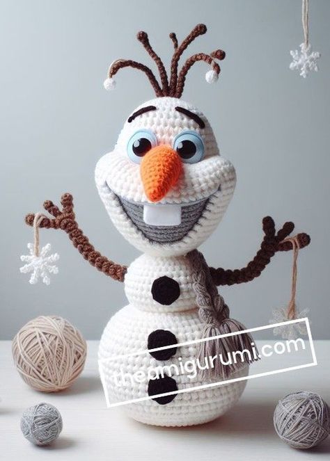 Crochet Olaf Snowman Amigurumi Pattern Free Frozen Crochet Patterns, Crochet Olaf, Snowman Amigurumi, Olaf Snowman, Disney Crochet Patterns, Loom Crochet, Crochet Ornament Patterns, Tiny Animals, Christmas Crochet Patterns Free